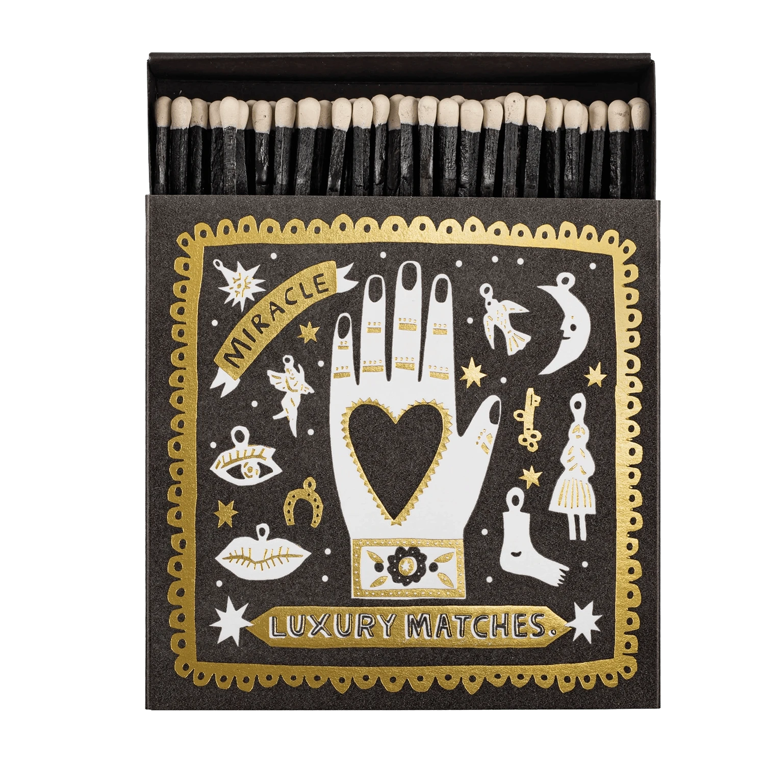Square Luxury Match Box Black Miracle