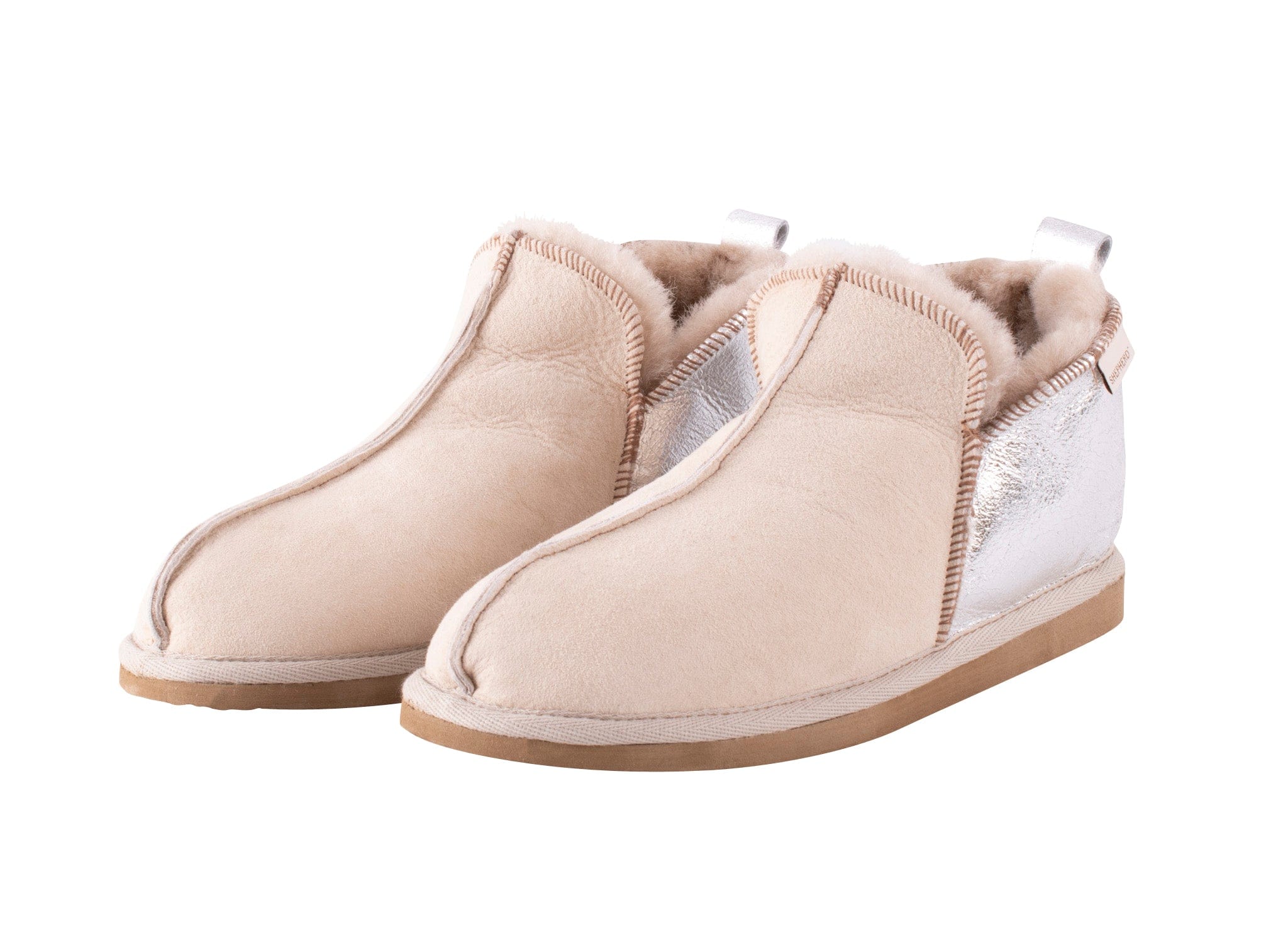 Annie Honey/Silver Sheepskin Bootie Slippers
