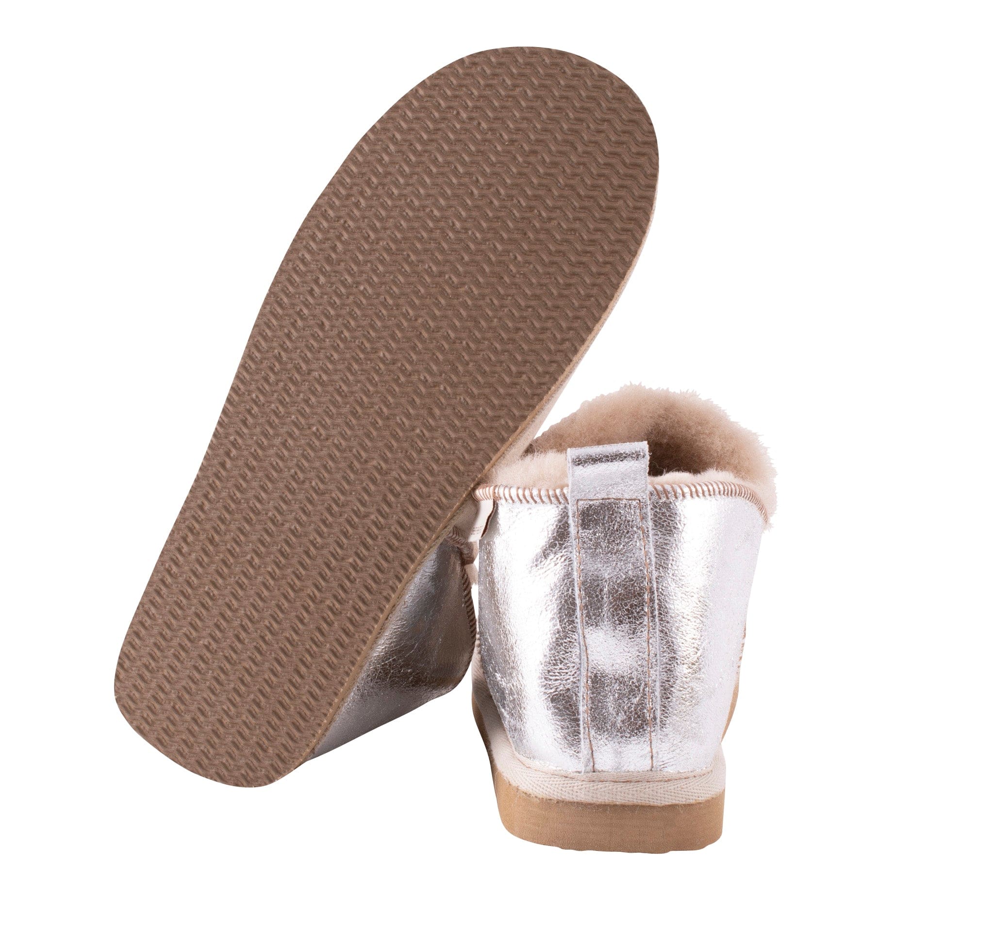 Annie Honey/Silver Sheepskin Bootie Slippers