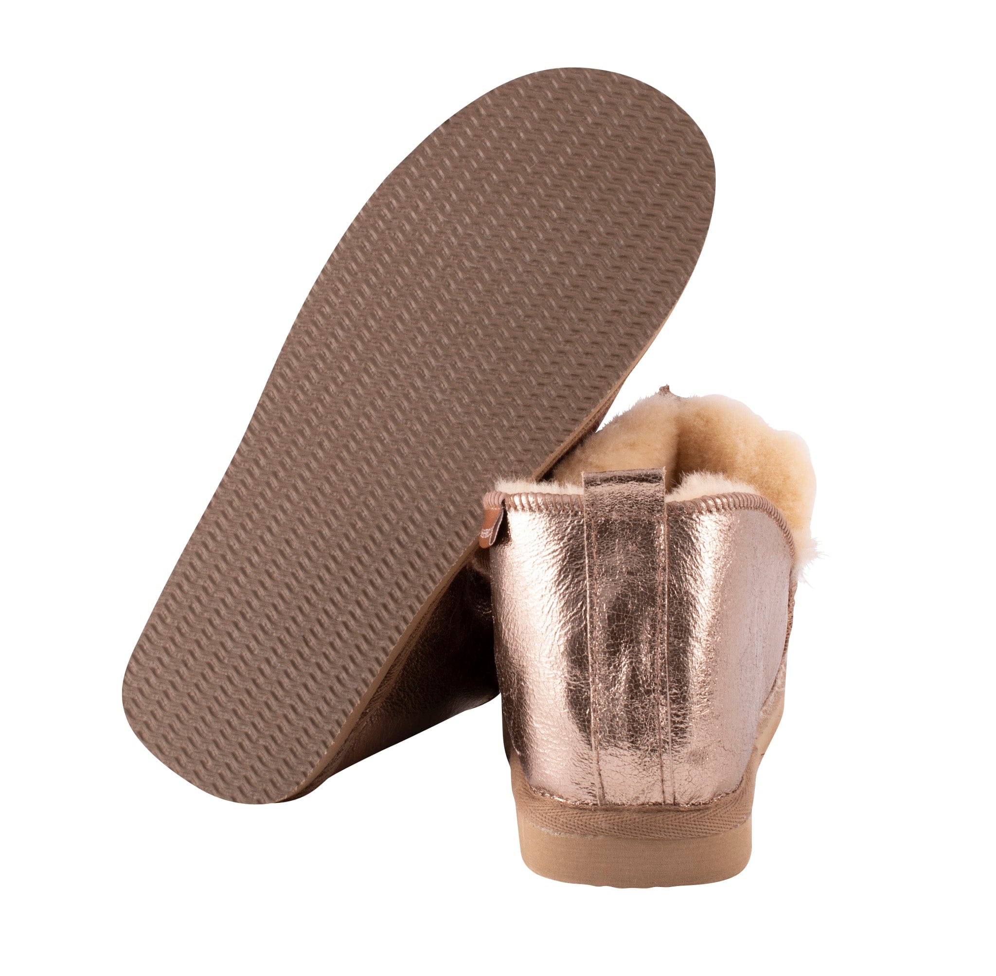 Annie Cognac/Gold Sheepskin Bootie Slippers by Shepherd of Sweden