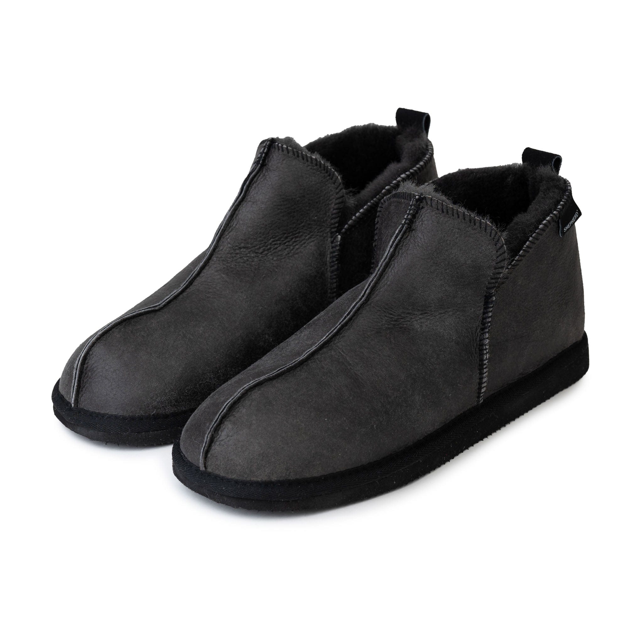 Anton Mens Sheepskin Bootie Slippers Matt Black