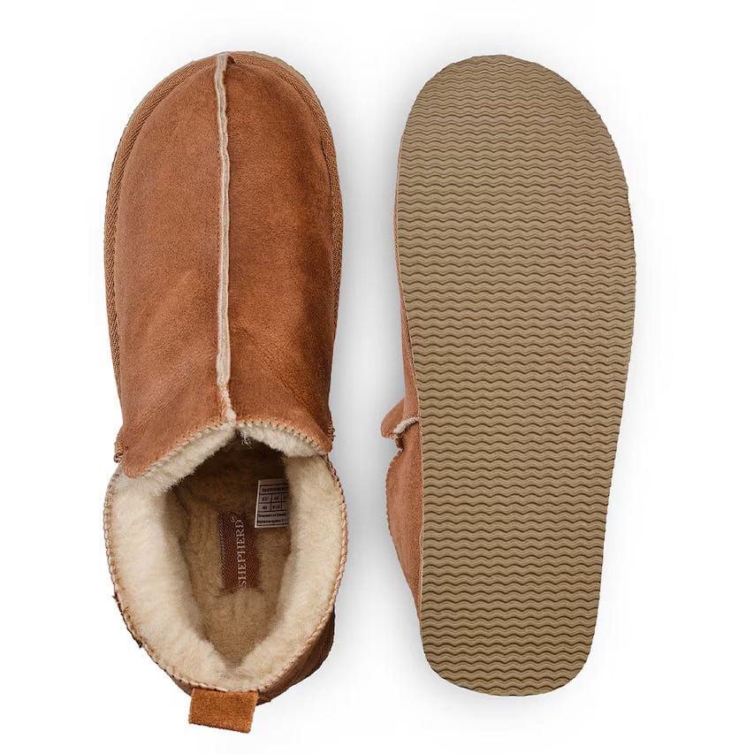 Annie Antique Cognac Sheepskin Bootie Slippers by Shepherd of Sweden