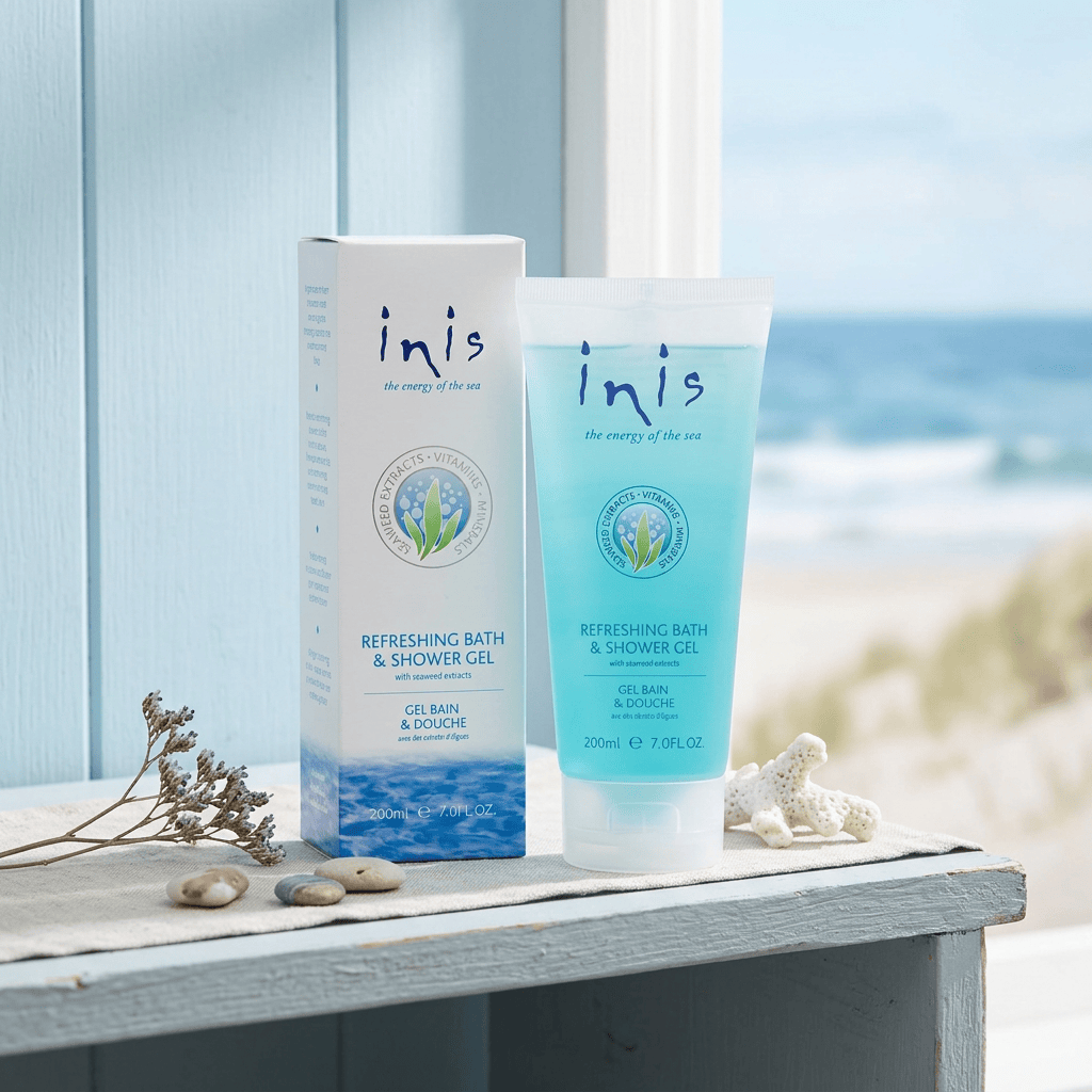 Inis Refreshing Bath & Shower Gel 200ml, coastal scent, seaside scent, self care, beauty gift, body and bath