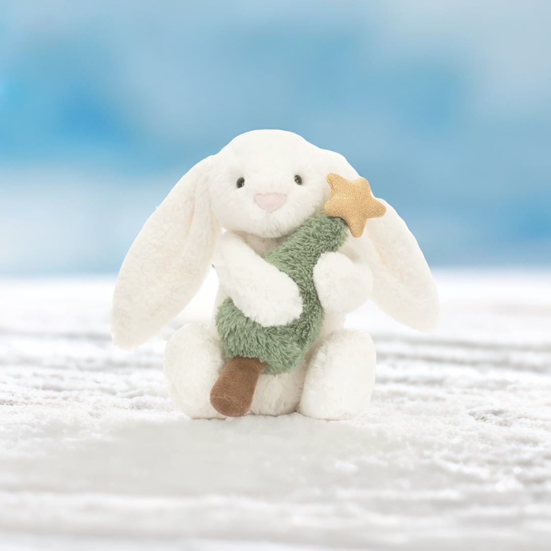 Jellycat Bashful Bunny With Christmas Tree