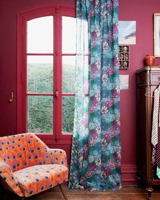 Cotton Voile Curtain Panel 260x110cm, Cosmos Teal