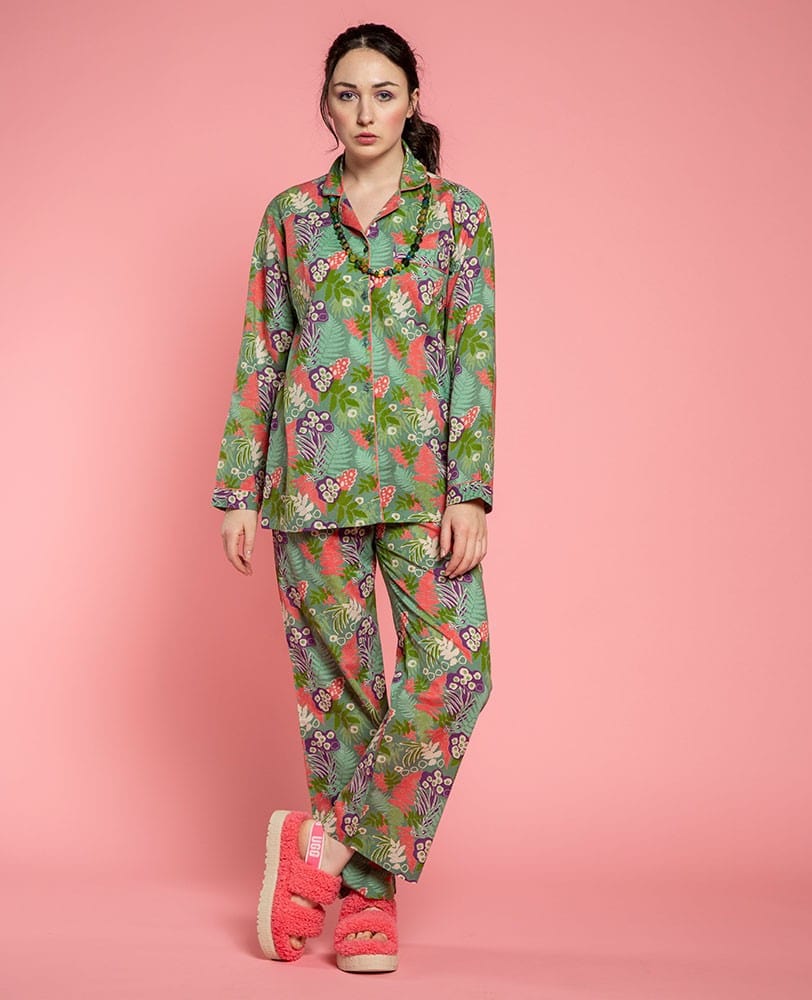 Ladies Cotton Pyjamas, Fern Green