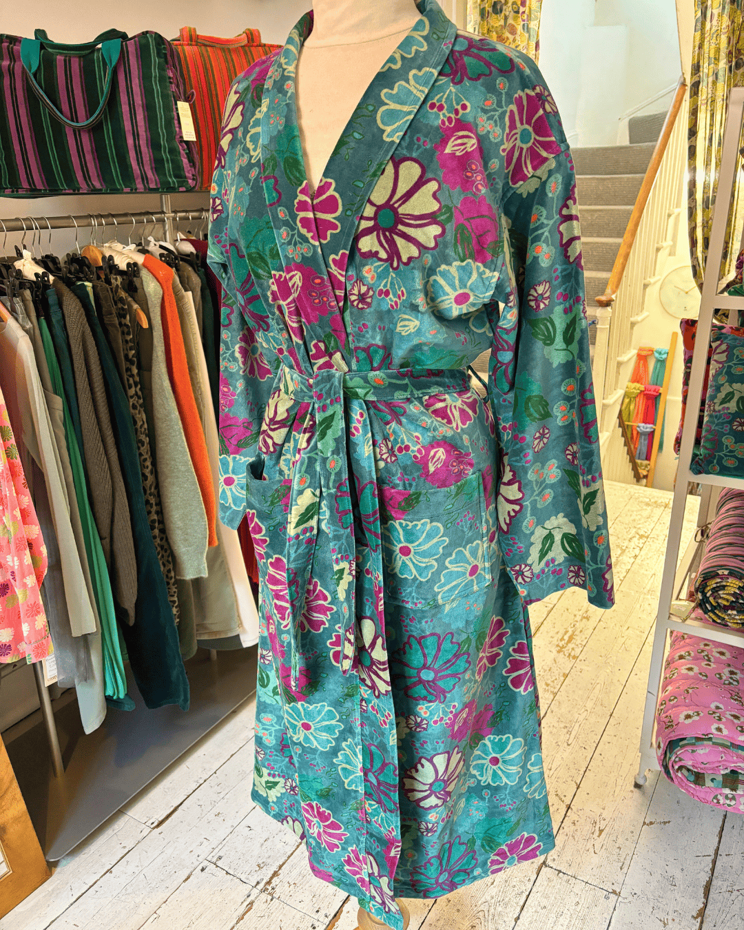 Les Touristes Velvet Dressing Gown - Cosmos Teal