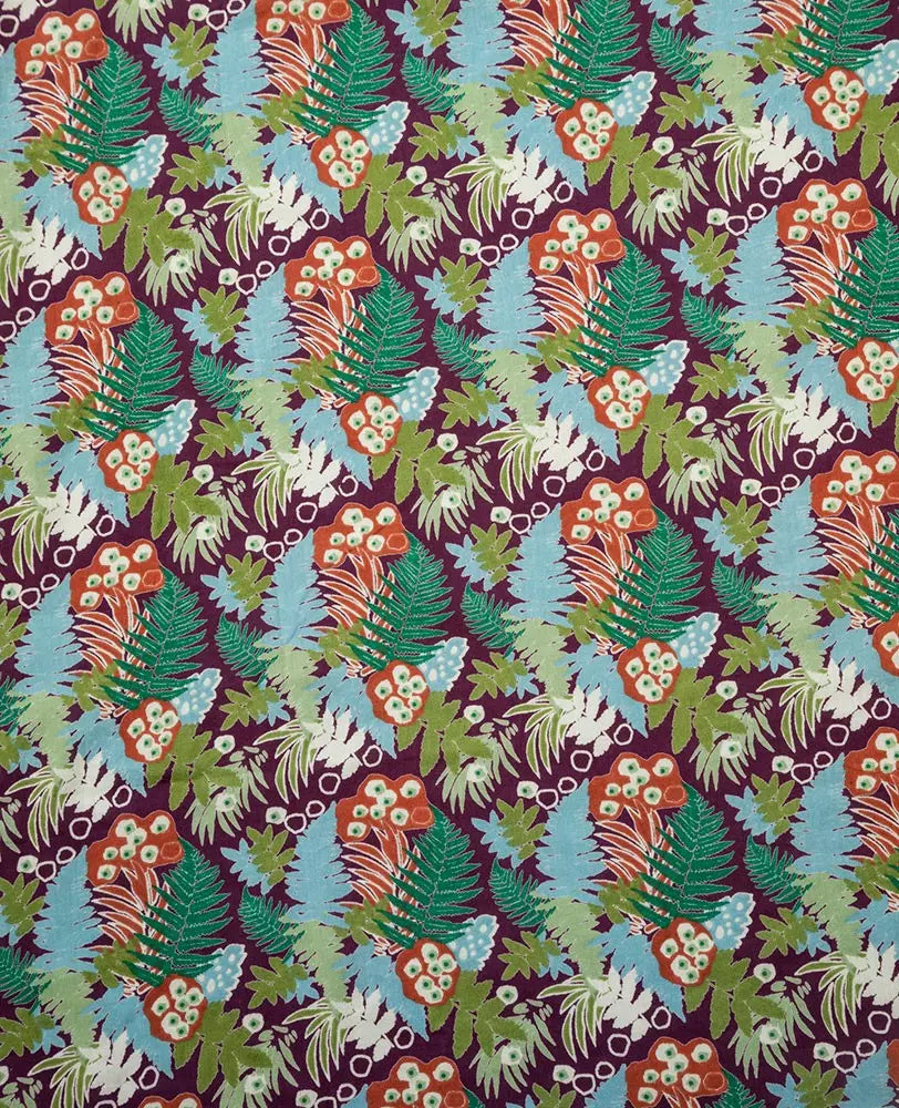 Long Cotton Dressing Gown, Fern Fig