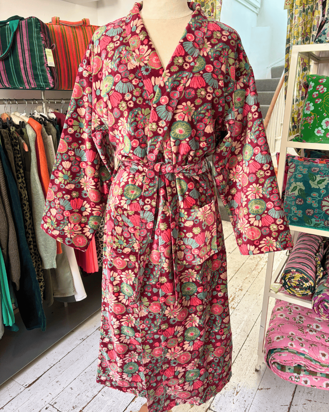 Les Touristes Velvet Dressing Gown - Molly Burgundy