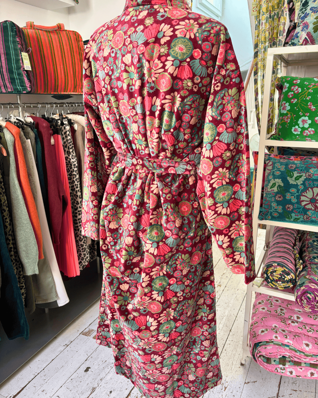 Les Touristes Velvet Dressing Gown - Molly Burgundy