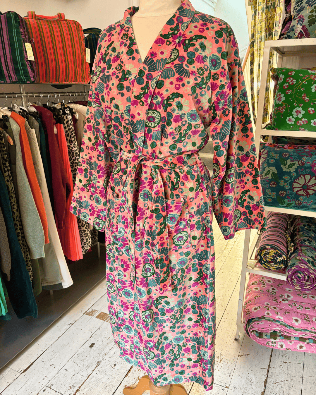 Les Touristes Velvet Dressing Gown - Molly Coral