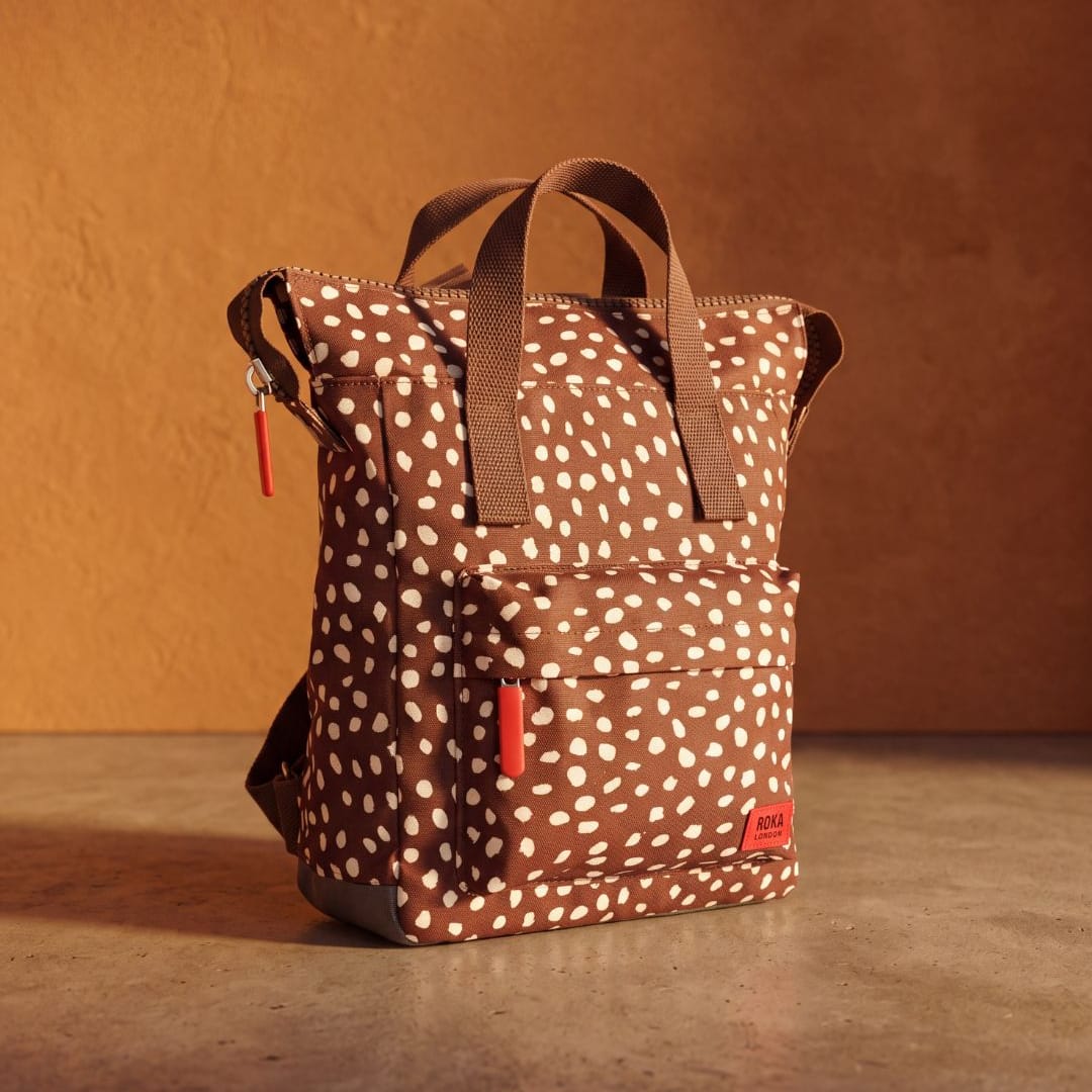 Roka Bantry B Rucksack, Polka Dot, Gift For Her, Autumnal Bag, Winter Bag, Chocolate Brown