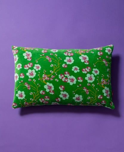 Rectangular Velvet Cushion 55x35cm, Blossom Green