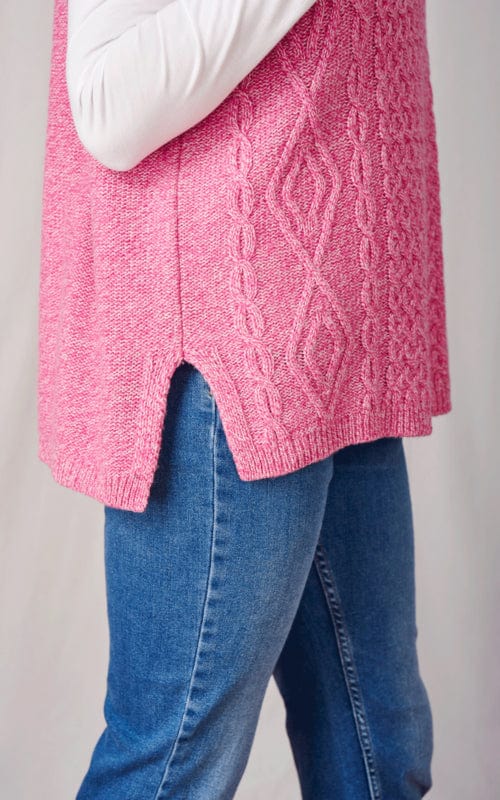 Cable Cashmere Knit Oversized Tank Top, Pink