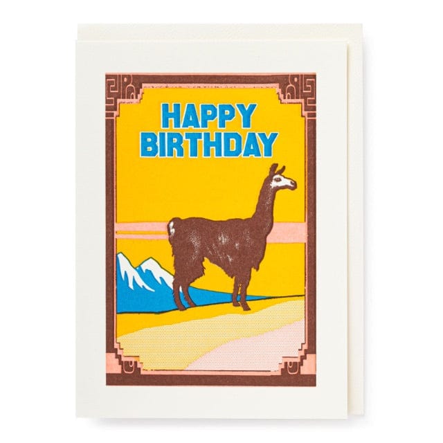 Letterpress Card Birthday Llama