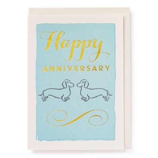 Letterpress Card Doxie Happy Anniversary