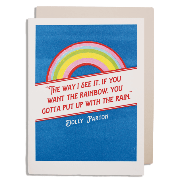 Letterpress Card Dolly Parton Rainbow