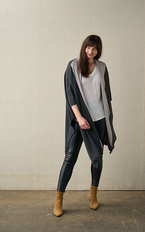Large Two-Tone Cashmere Wrap Dove/Charcoal