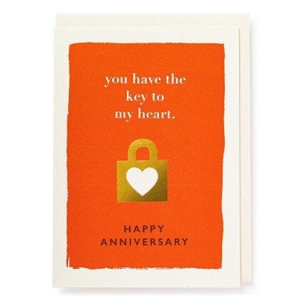 Letterpress Card Key To My Heart Anniversary Card