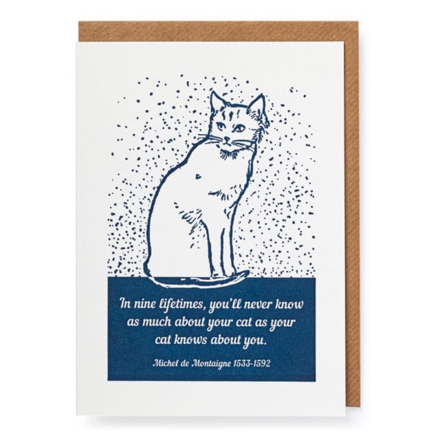 Letterpress Card Nine Lives Cat
