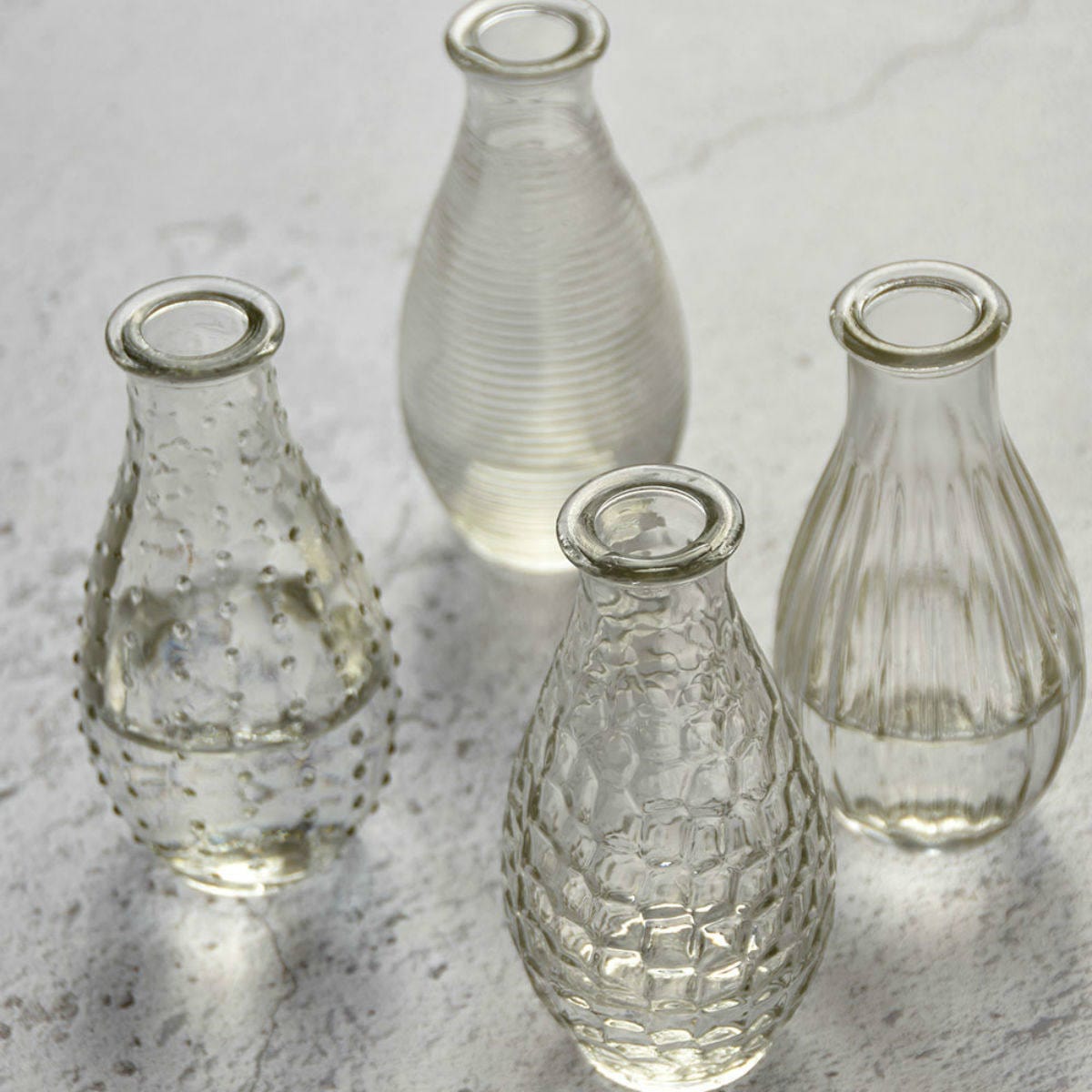 Textured Glass Bottle Vase Small 14cm