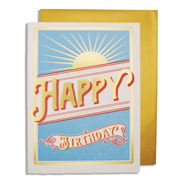 Letterpress Card Star Burst Happy Birthday