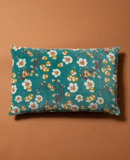Rectangular Velvet Cushion 55x35cm, Blossom Blue