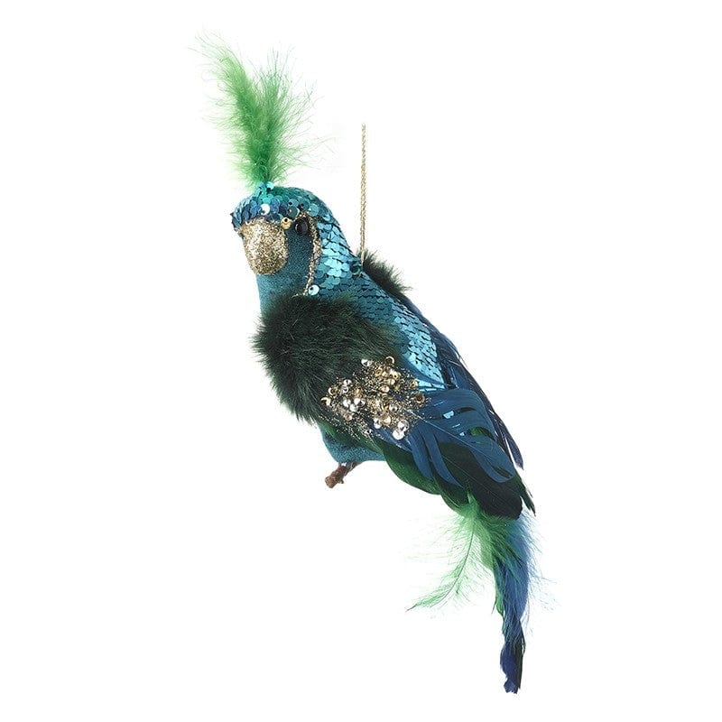 Blue & Green Sequinned Parrot Hanging Decoration