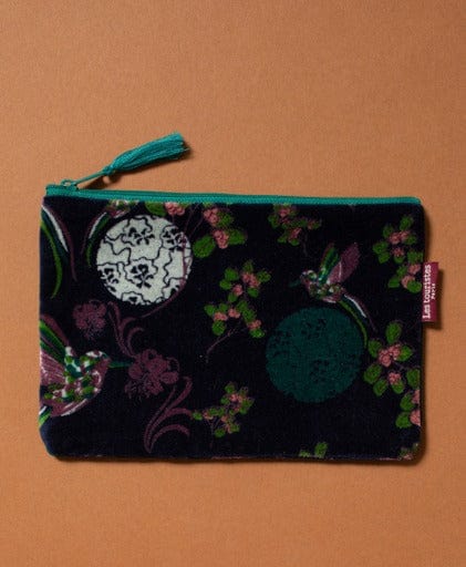 Velvet Zipped Pouch With Tassel, Sintra Navy, Small