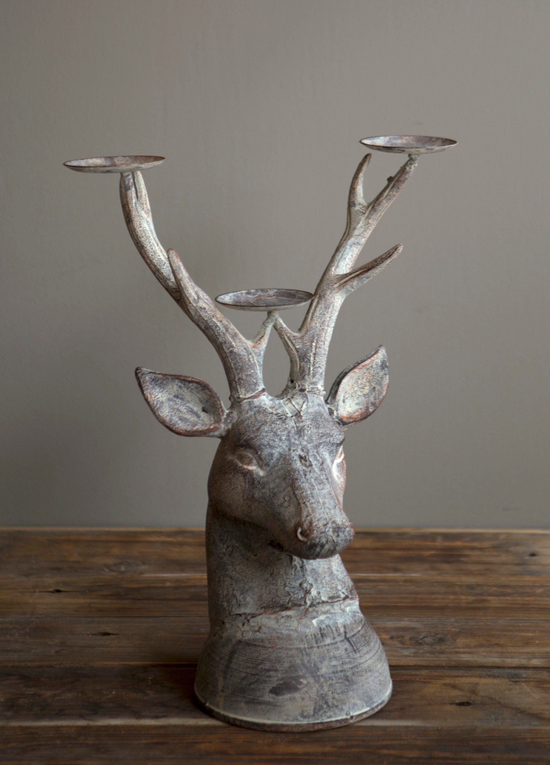 STAG'S HEAD TRIPLE CANDLE HOLDER