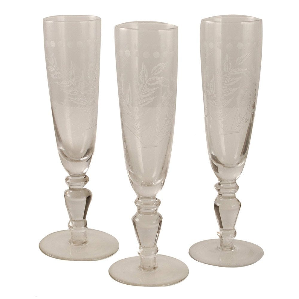 Etched Glass Champagne Flute, Clear