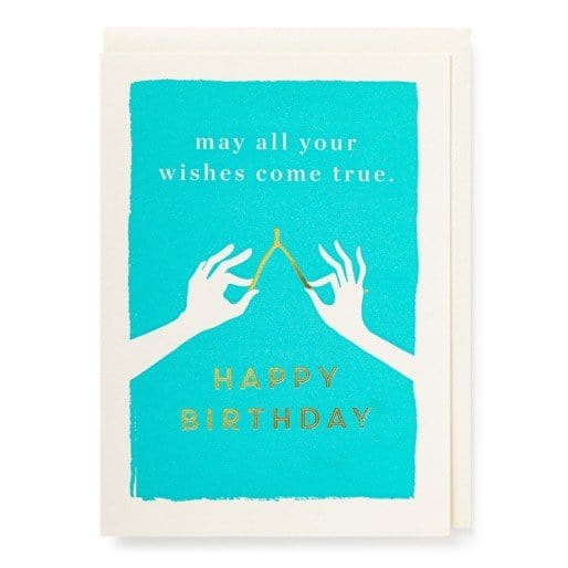 Letterpress Card Wish Bone Happy Birthday