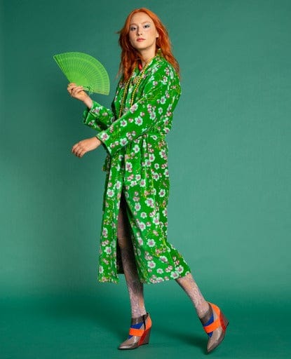 Luxury Velvet Dressing Gown, Blossom Green