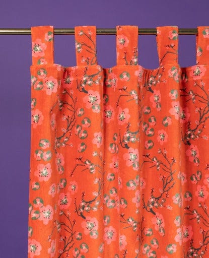 Velvet Curtain Panel 260x110cm, Blossom Orange