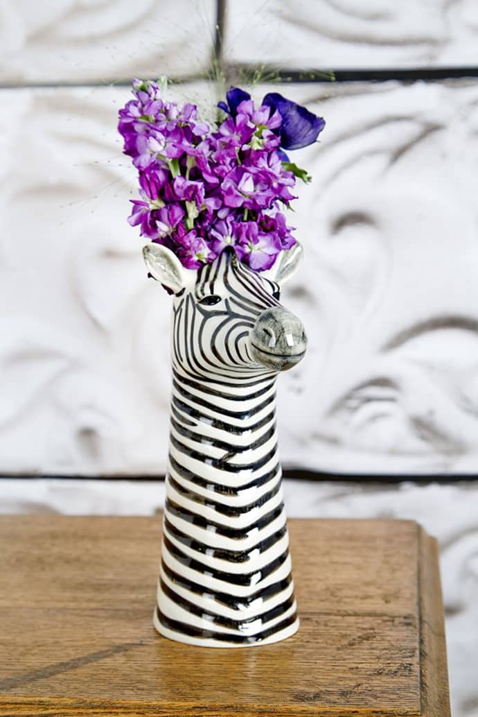 Zebra Tall Ceramic Vase