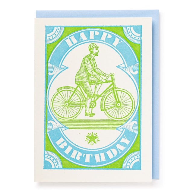 Letterpress Card Bicycle Birthday