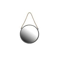 Round Grey Mirror With Rope Handle 40cm