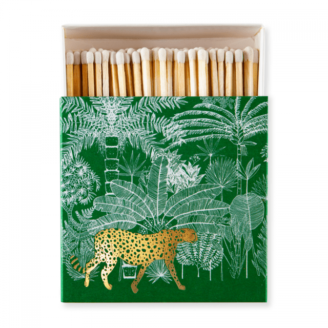 Square Luxury Match Box Cheetah in Jungle, Green