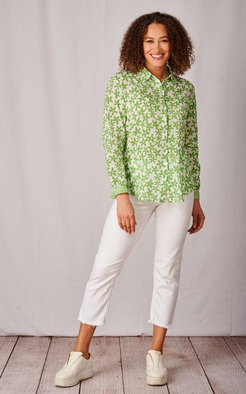 Bali Print Indian Cotton Shirt Green