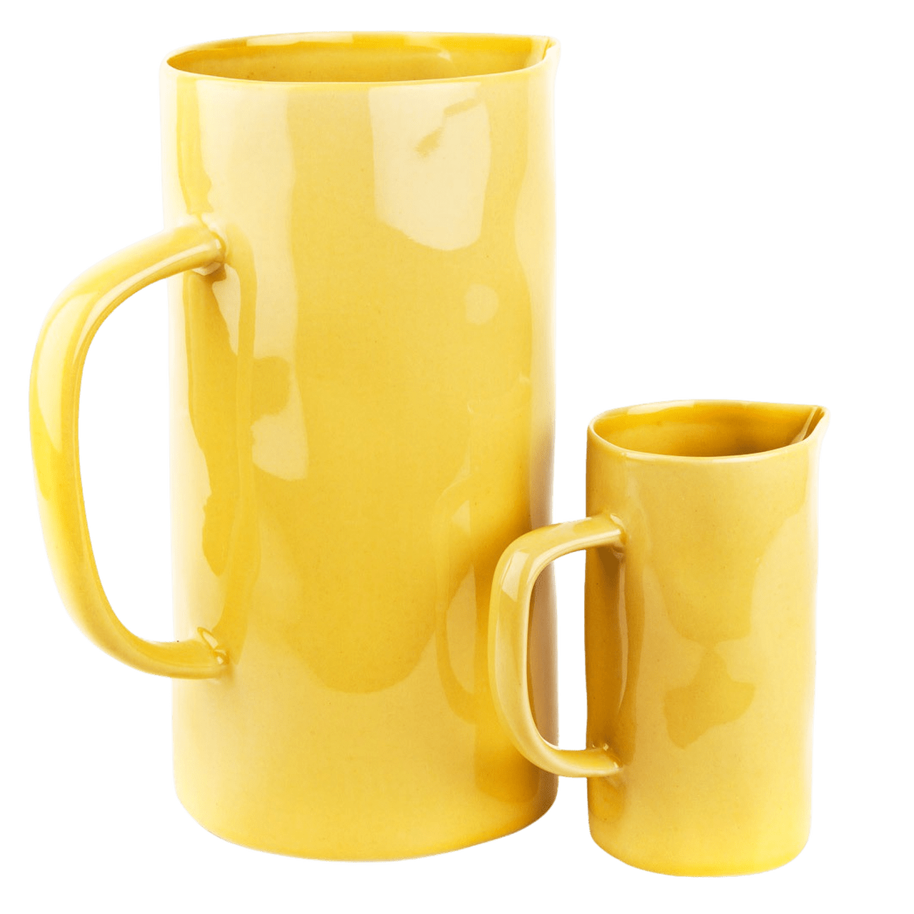 Yellow Large and Small Ceramic Jugs