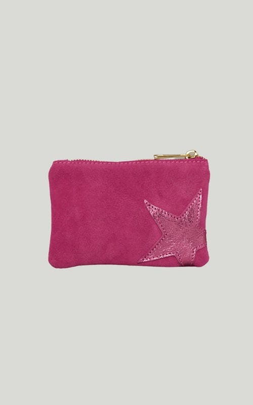 Small Star Suede Zip Purse, Various Colours