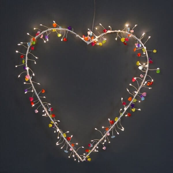 Folklore Heart Light Ornament 40cm, Battery Powered
