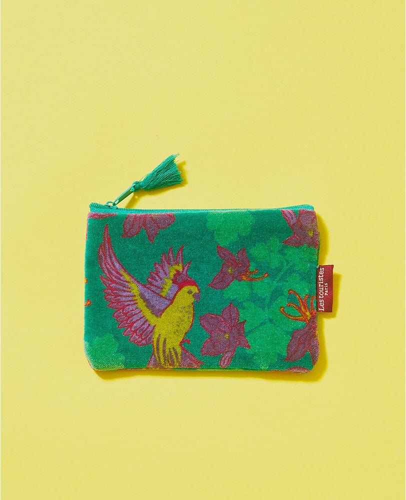 Velvet Zipped Pouch With Tassel Ancolie Emerald Small