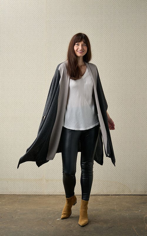 Large Two-Tone Cashmere Wrap Dove/Charcoal
