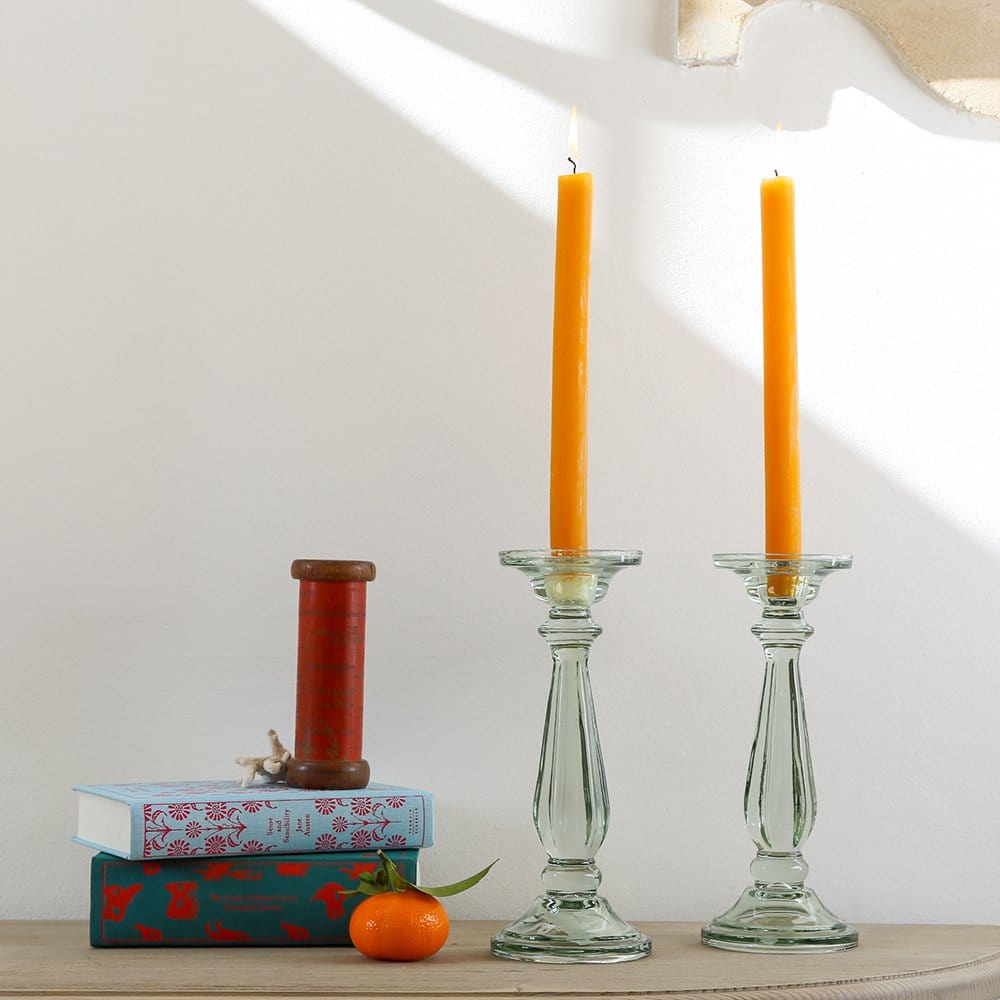 Tilbury Glass Candlestick, Light Green