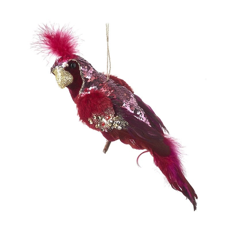 SEQUINNED PARROT HANGING DECORATION, RED/PINK