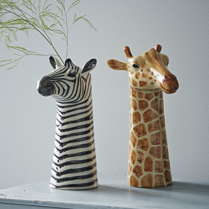 Zebra Tall Ceramic Vase