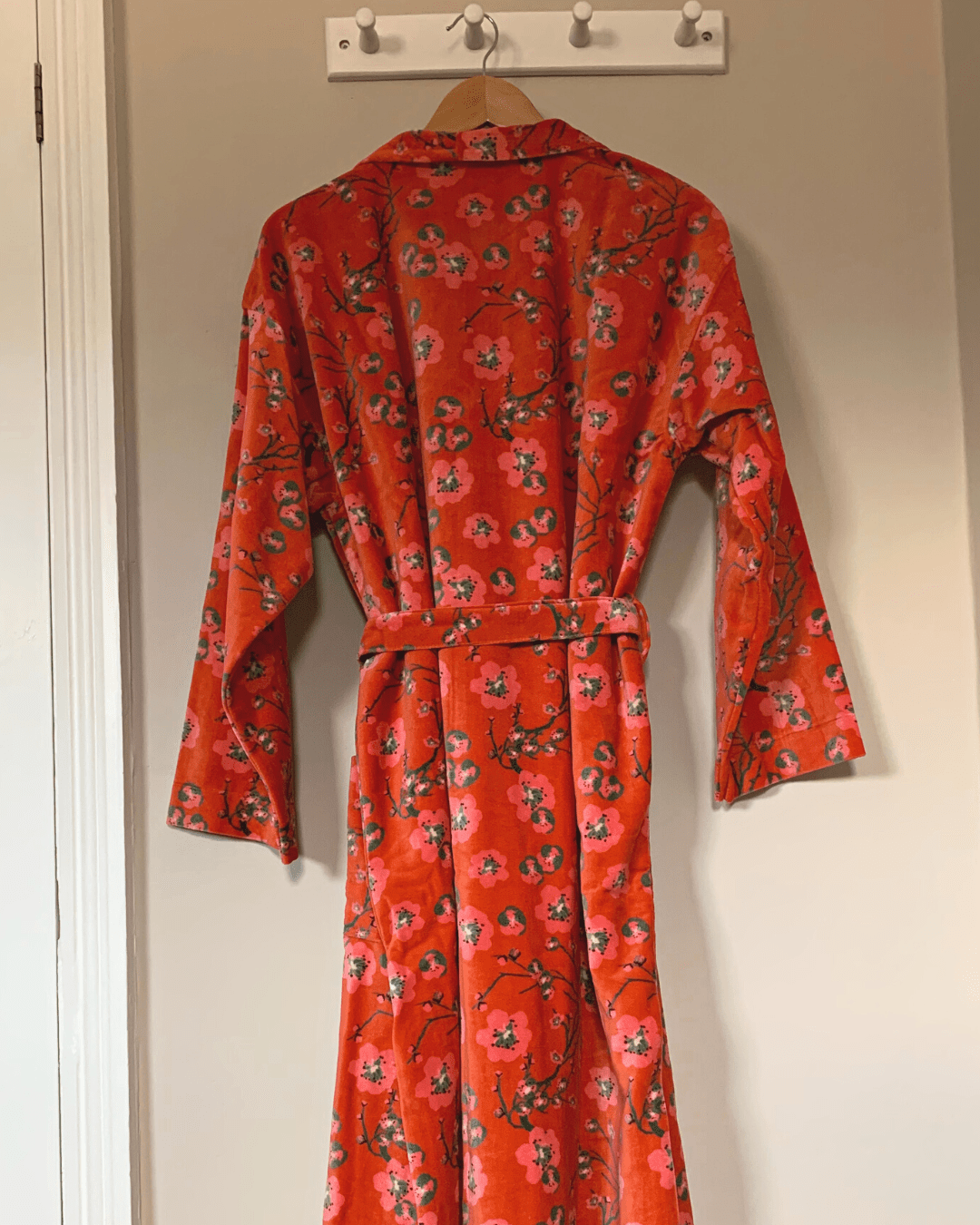 Luxury Velvet Dressing Gown, Blossom Orange