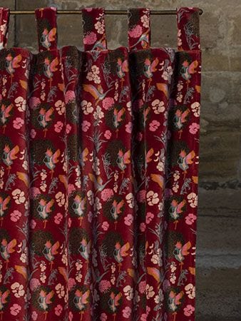 Velvet Curtain Panel 260x110cm, Heron Red